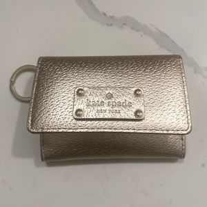 Kate Spade small/mini Bi-fold Wallet - Metallic Gold
